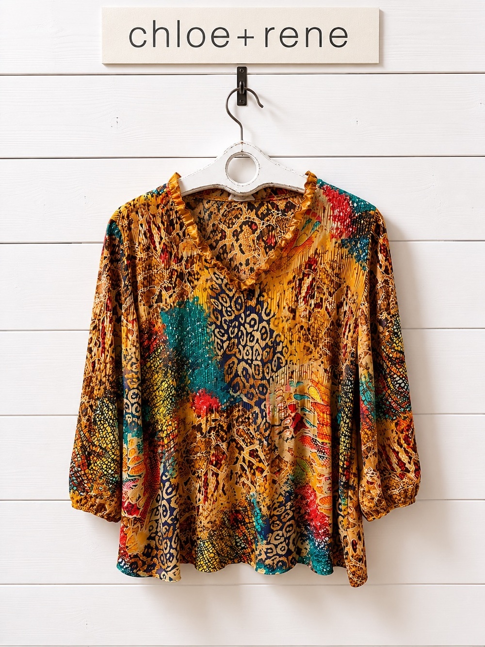 CHLOE + RENE Multicolor Abstract Print Oversized Blouse size XL